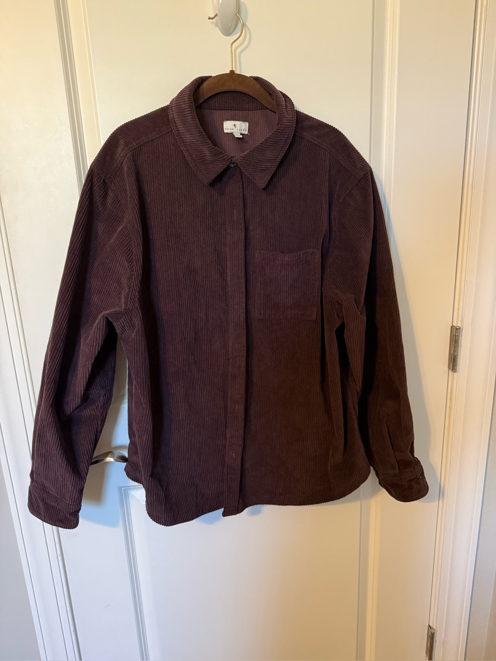True Craft Brown Corduroy Shacket Oversized Button Up Size L